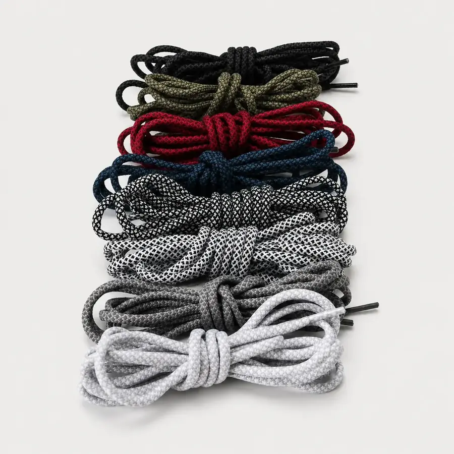 Assorted thick braided round shoelaces